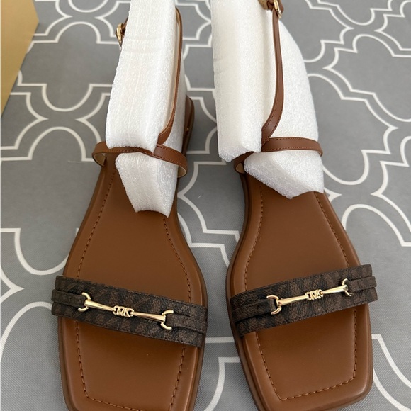 Michael Kors Lena Flat Sandal in Luggage Brown - Picture 2 of 4